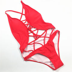 Red Criss-Cross One Piece Swimsuit