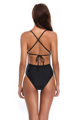 Black Criss-Cross One Piece Swimsuit