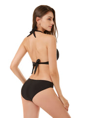 High Waist Swim Suit Cut Out One Piece Black